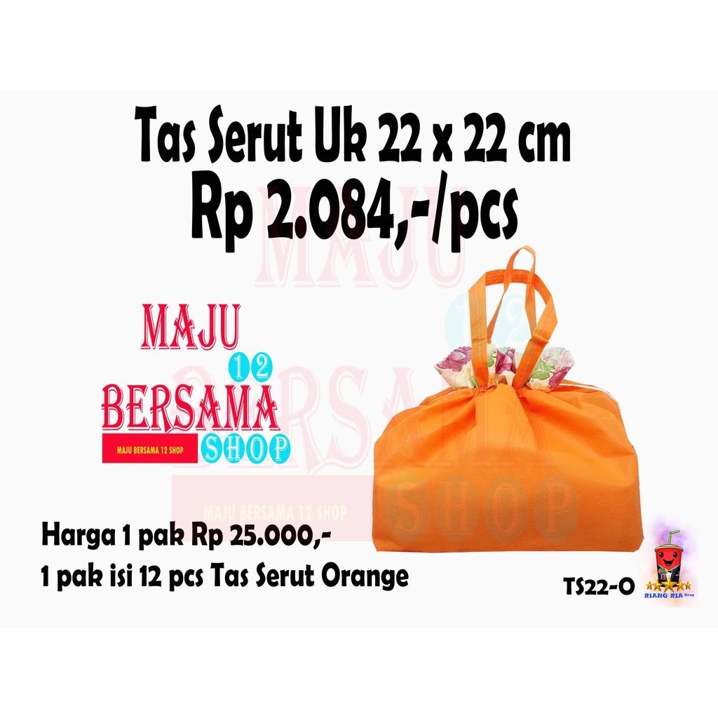 TAS SERUT KAIN UK 22 CM UNTUK DUS MAKANAN / SOUVERNIR ULANG TAHUN @ 12PCS-ORANGE