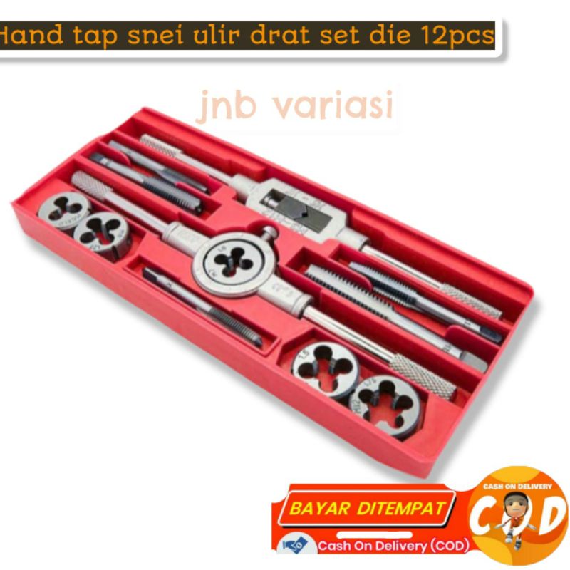 hand tap senai snei ulir drat mur baut set die 12 pcs Alat snai ulir drat