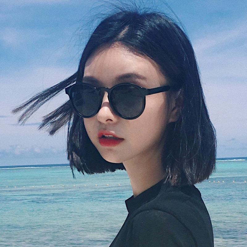 (YUZHU) COD Kacamata Hitam Fashion Korea Harajuku Retro INS Style Kacamata Bulat Wanita