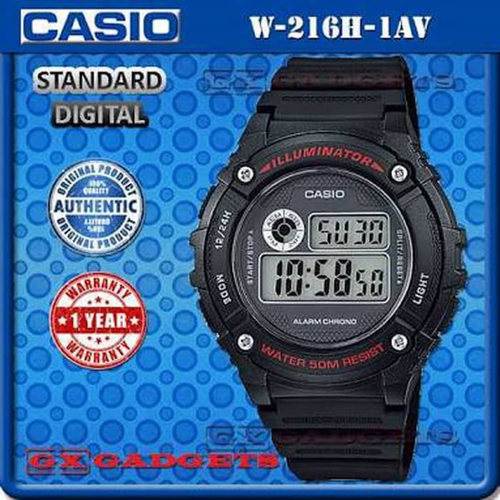 Jam Tangan Digital Pria Karet Casio Original W-216H-1A TERMURAH