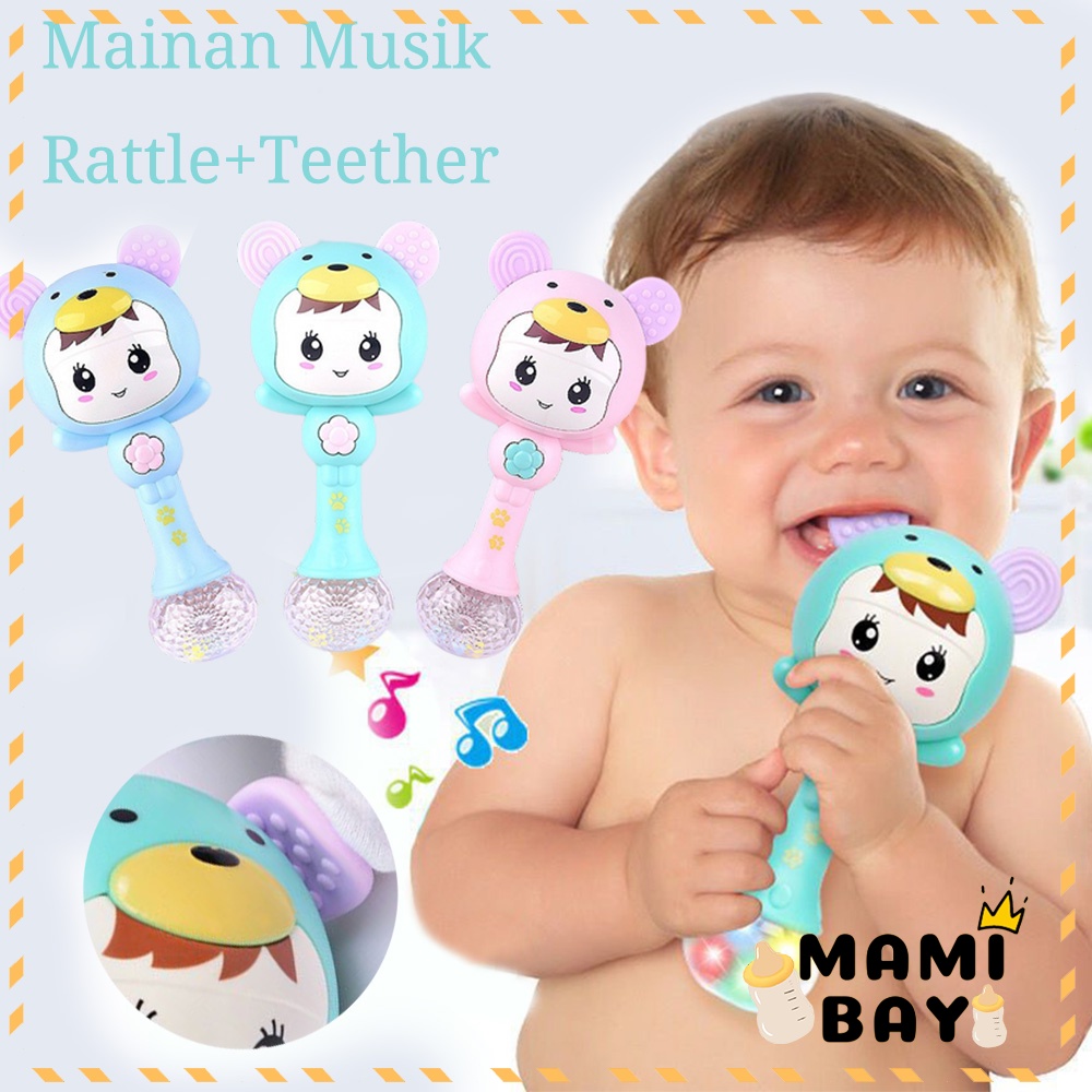 Mamibayi Mainan musik rattle stick dan lampu kerincingan mainan bayi