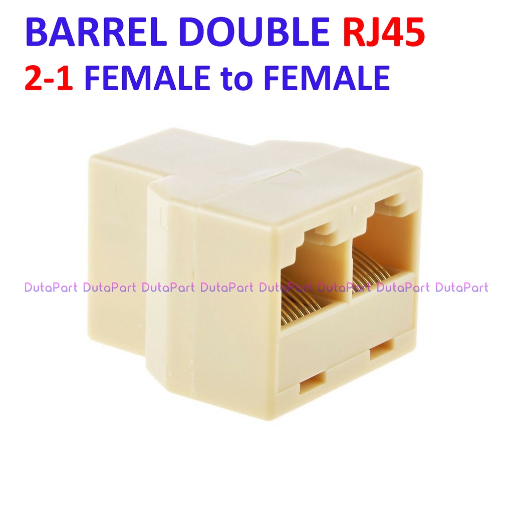 Barrel Double RJ45 RJ-45 Cabang Spliter Barel Konektor Kabel LAN UTP