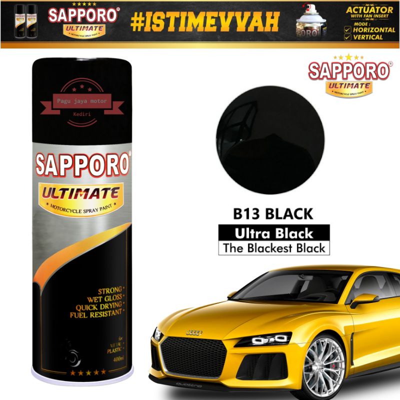 sapporo ultimate black hitam gloss B13 400ml cat semprot spray paint