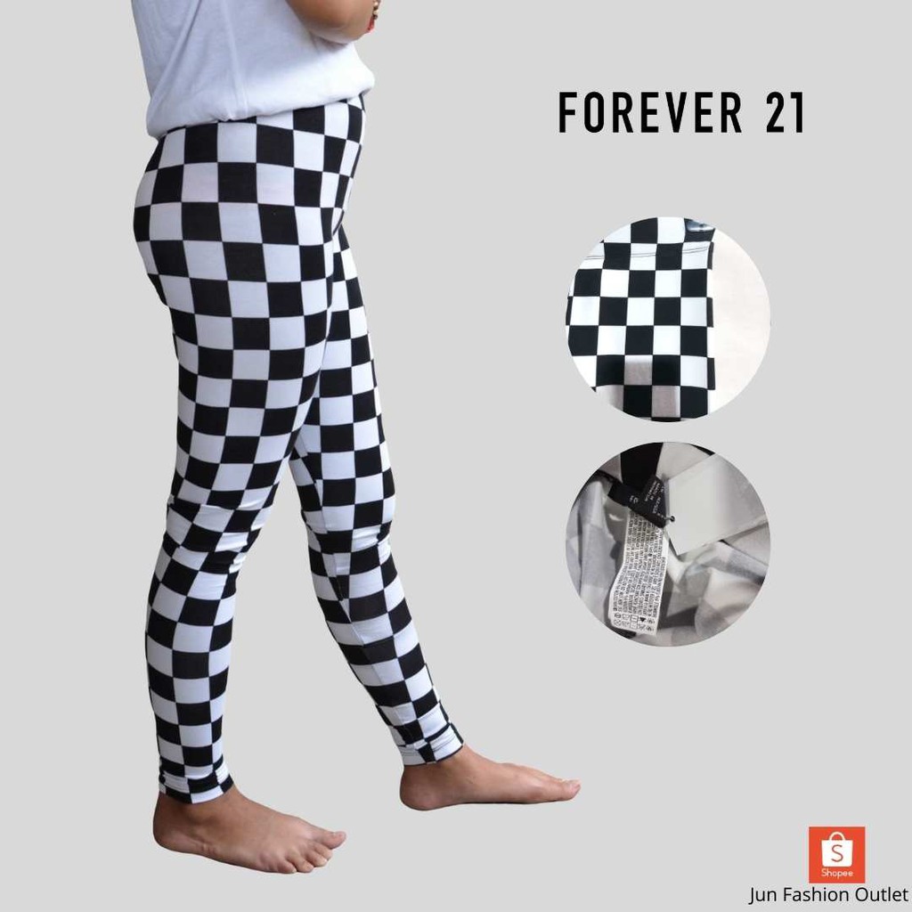 FOREVER 21 - legging motif kotak - legging motif catur