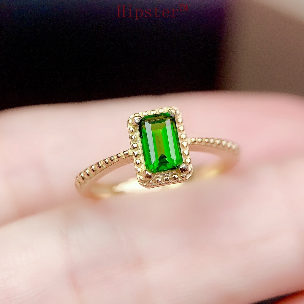 Simple Fashion 18K Gold Natural Emerald Open Ring