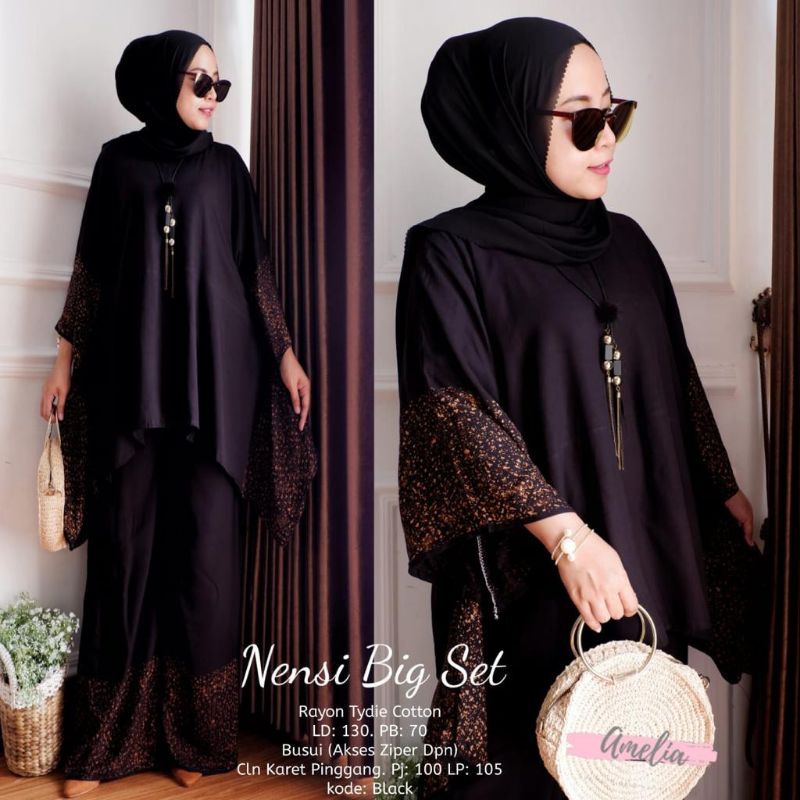 Chaina Set Long Tunik - One Set Wanita Kekinian Rayon Premium Setelan Wanita Celana Kulot LD 110 cm