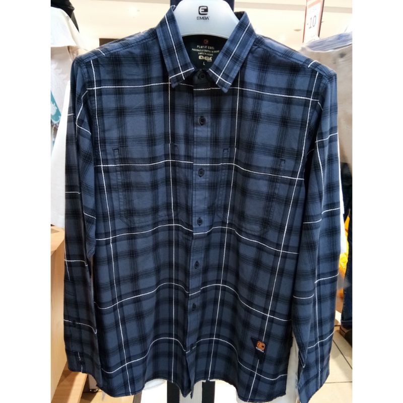Kemeja Lengan Panjang Pria Emba Jeans Original Mens Denim Shirt Grey