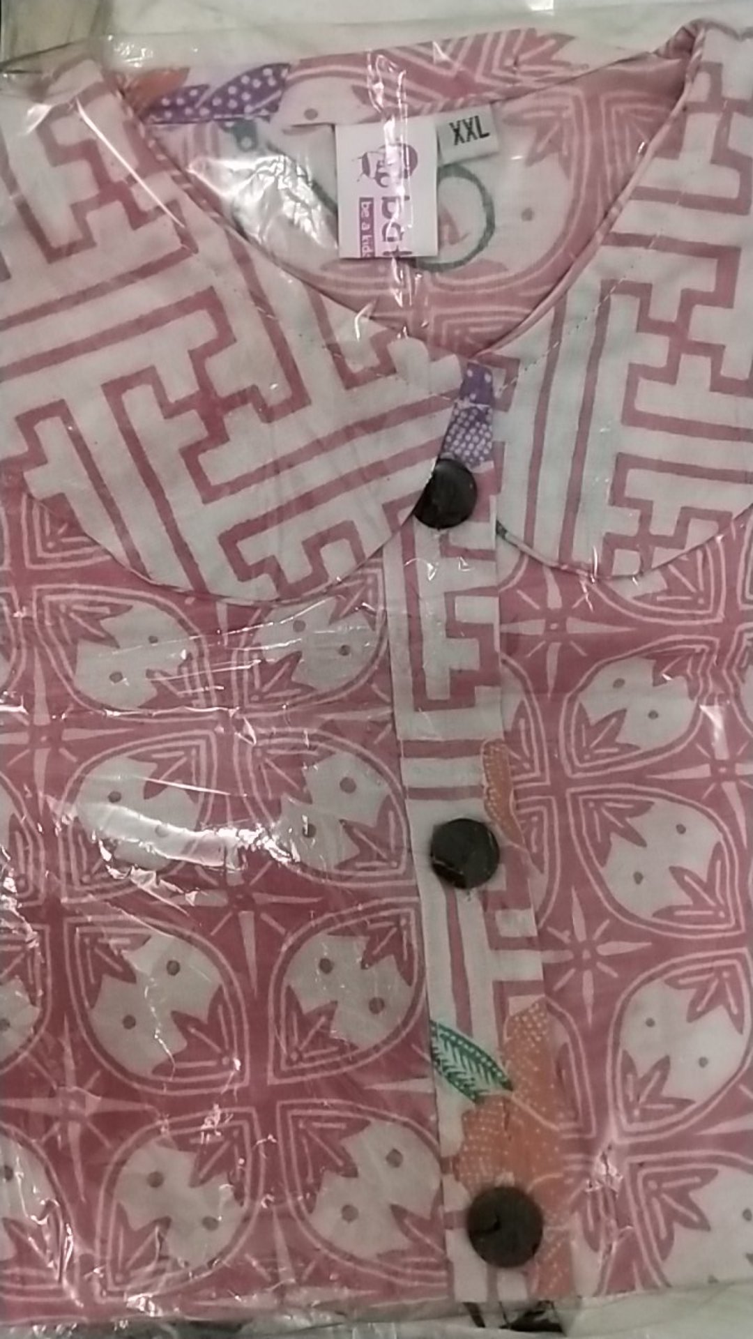 Blus Batik Anak Pink Soft Kemeja Batik Anak Perempuan Berkerah Kancing Depan Model Lengan Bop Cantik