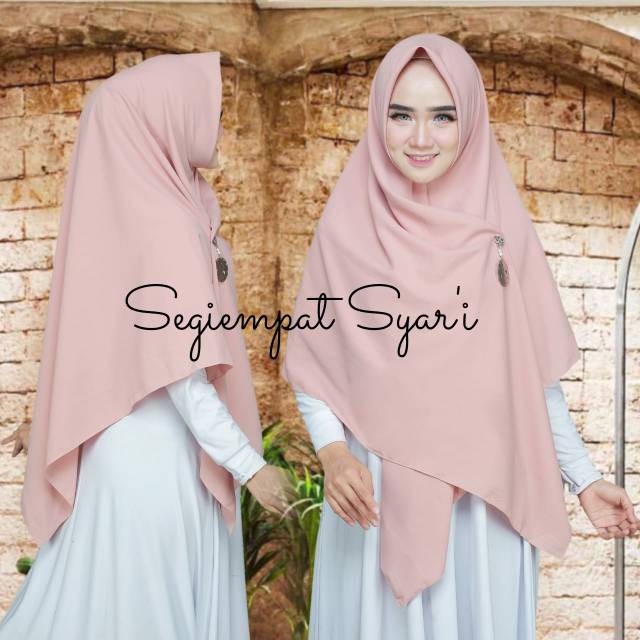 (PROMO) Jilbab Syar'i Segi Empat Diamond Italiano crepe Polos Jumbo 130x130cm Syar'i