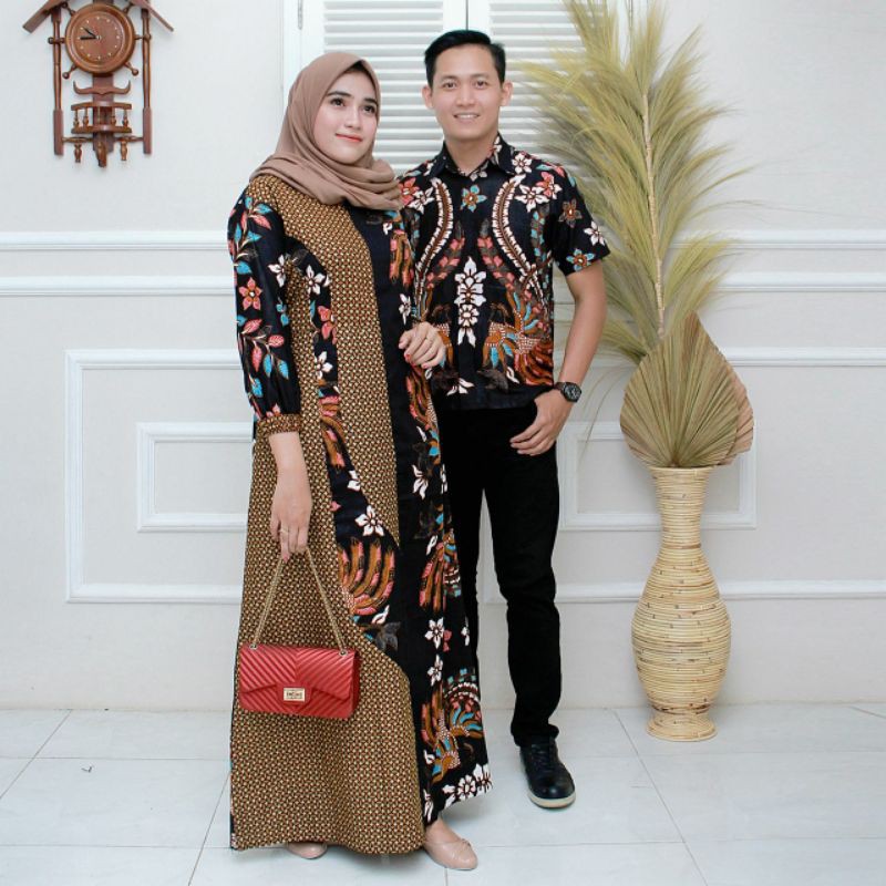 COUPLE FAMILY GAMIS S BUSUI KOMBINASI 2 BAHAN SERIES MOTIF GODHONG MANUK WARNA