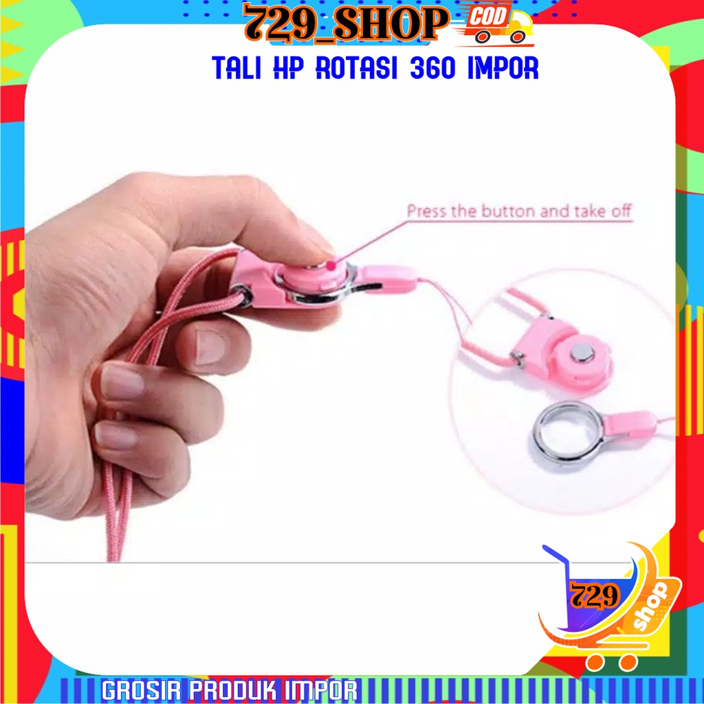 Kalung Tali ID Card / Kalung HP 2 in 1 Putar 360* Import / Strap Card Phone Import Best Seller