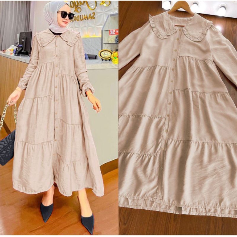 MIDI DRESS IMPOR BAHAN ZARA SILK PREMIUM / NABILA MIDI DRESS