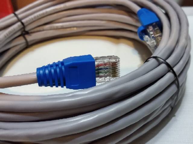 Kabel Lan UTP Cat5E 25 meter siap pakai sudah dicrimping rj45 dan plug booth