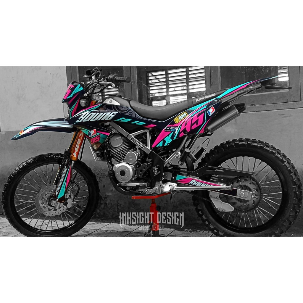 Jual Dekal Sticker Decal Motor Kawasaki KLX BF Grafis Campur Tosca Toska Pink Merah Muda Indonesia Shopee Indonesia