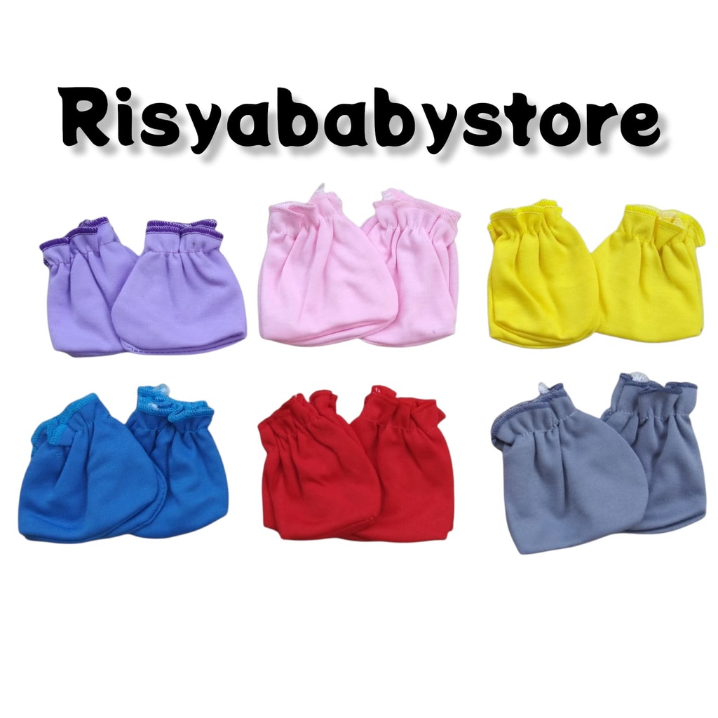 Sarung tangan kaki bayi karet polos warna/ sarung tangan kaki bayi newborn