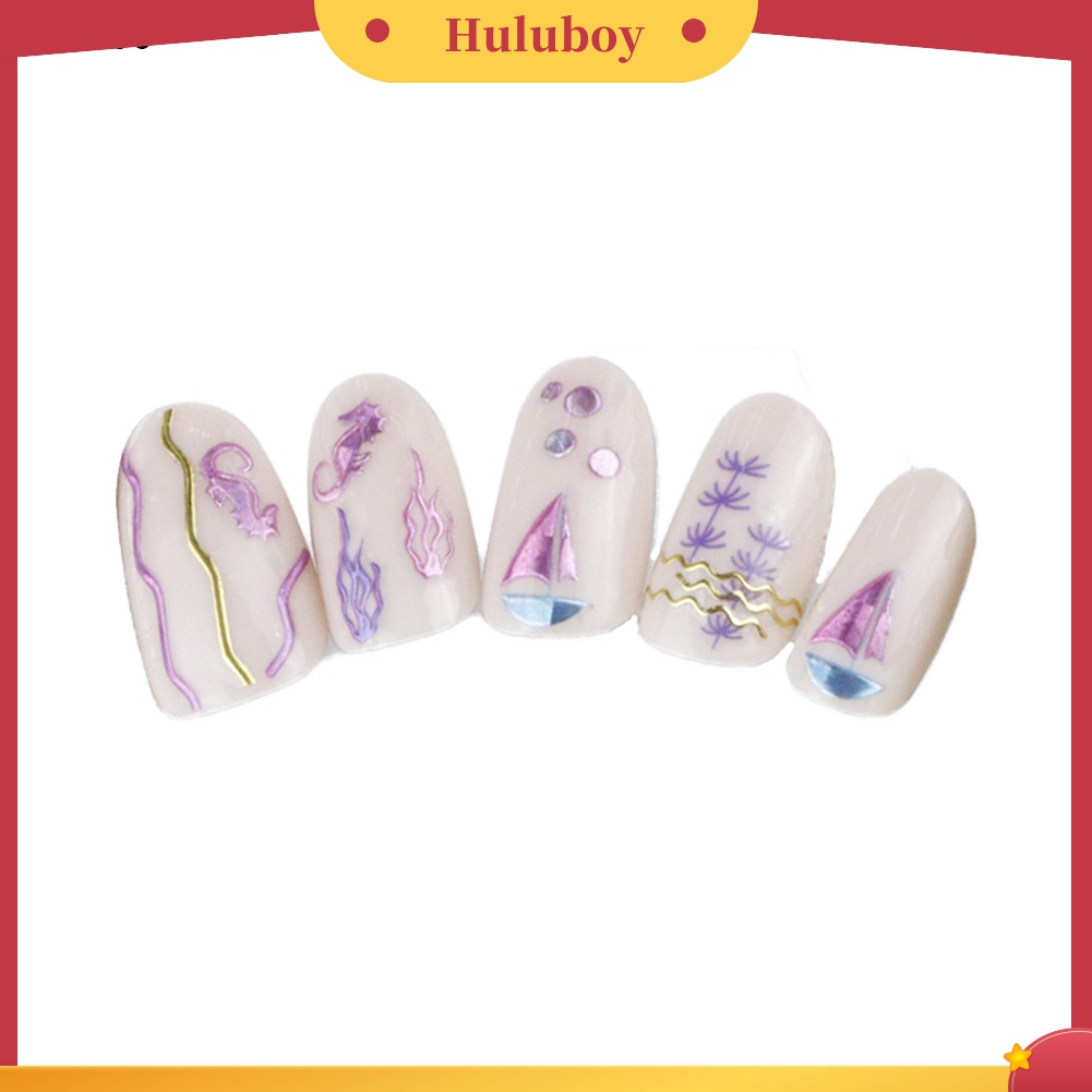 Huluboy Huluboy♡ Stiker Kuku 3D Motif Snowflake / Bunga / Bintang Anti Air Untuk Dekorasi Nail Art