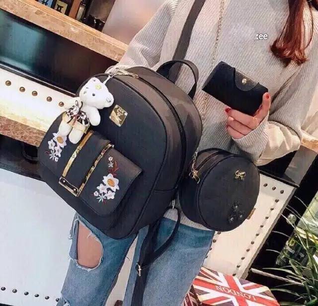 ♡COD♡ TAS RANSEL GOLDEN SET 3IN1 MODEL KOREA TERBARU 2020 TAS FASHION ANAK REMAJA