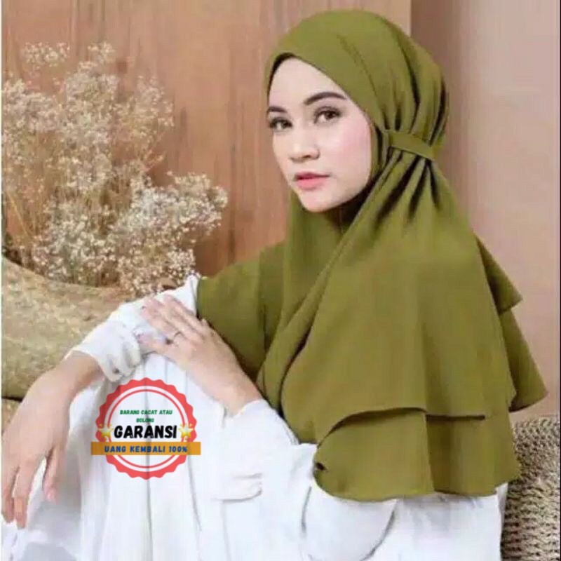 Hijab bergo maryam 2 LAYER DIAMOND hijab instant tali kerudung non pet jilbab dua