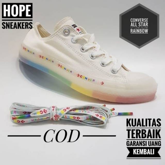 SEPATU CASUAL CONVERSE ALL STAR CT LOW GLOW RAINBOW  WANITA SNEAKERS IMPORT CEWE COWO