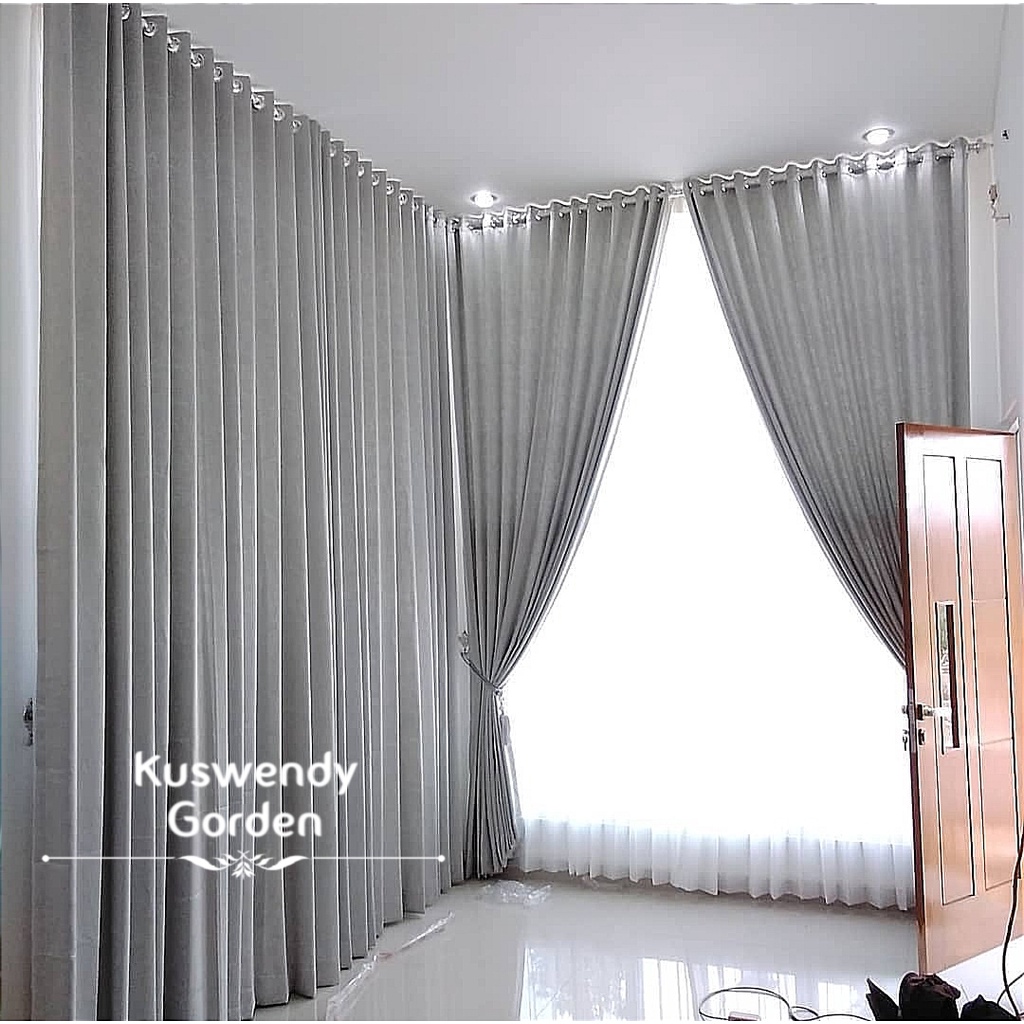 Gorden Blackout Glossy 200 x 250 cm Tinggi 2.5 meter Hordeng Jendela Pintu Tirai Minimalis