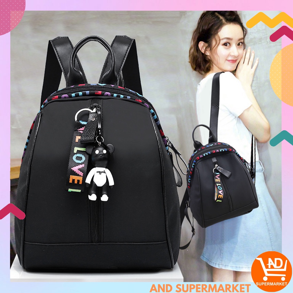 AND / COD / Tas Ransel Wanita Fashion Tas Punggung Perempuan Import Backpack Hitam Tas Sekolah Cewek Murah T237