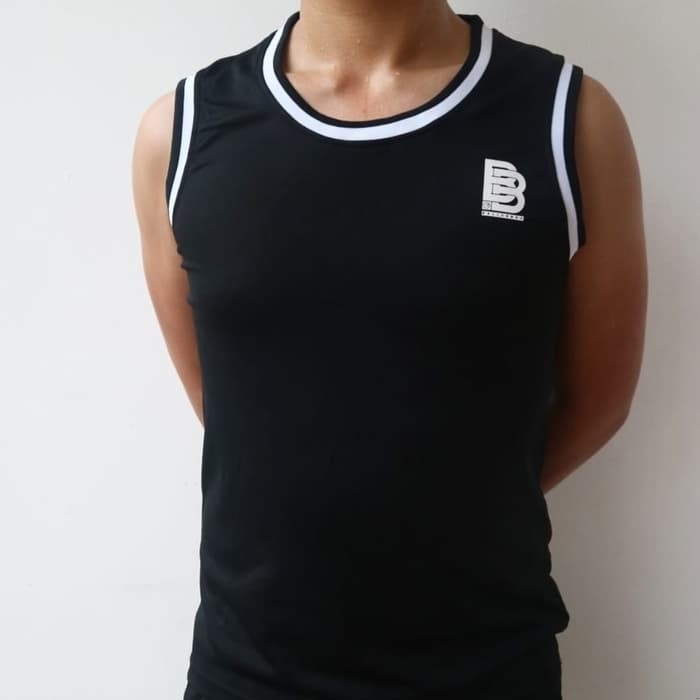 Jersey Basket Polos Baju Basket Singlet Basket Pria Ballerbro BB Strip - Hitam S
