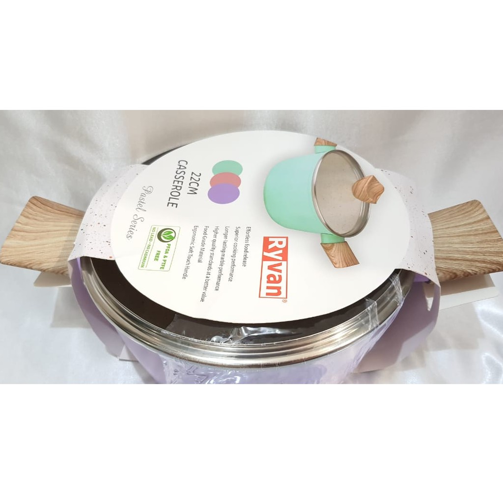 Panci Marble Tutup Kaca Viera Ryvan Casserole 22 cm TMS 99-011 Glasslid