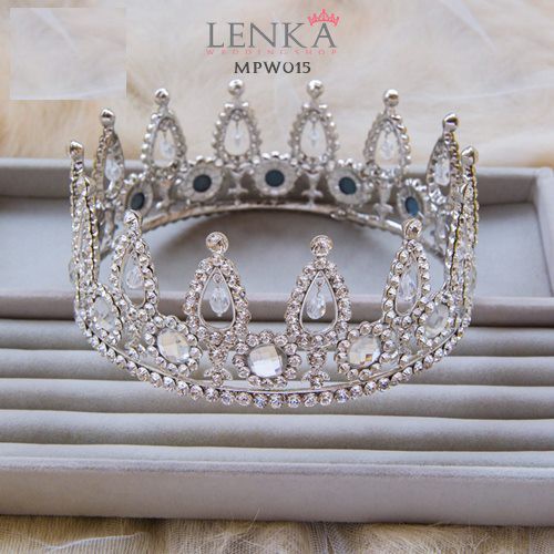 [BISA COD] MAHKOTA FULL ROUND BRIDAL CROWN AKSESORIS WEDDING MODERN MPW015