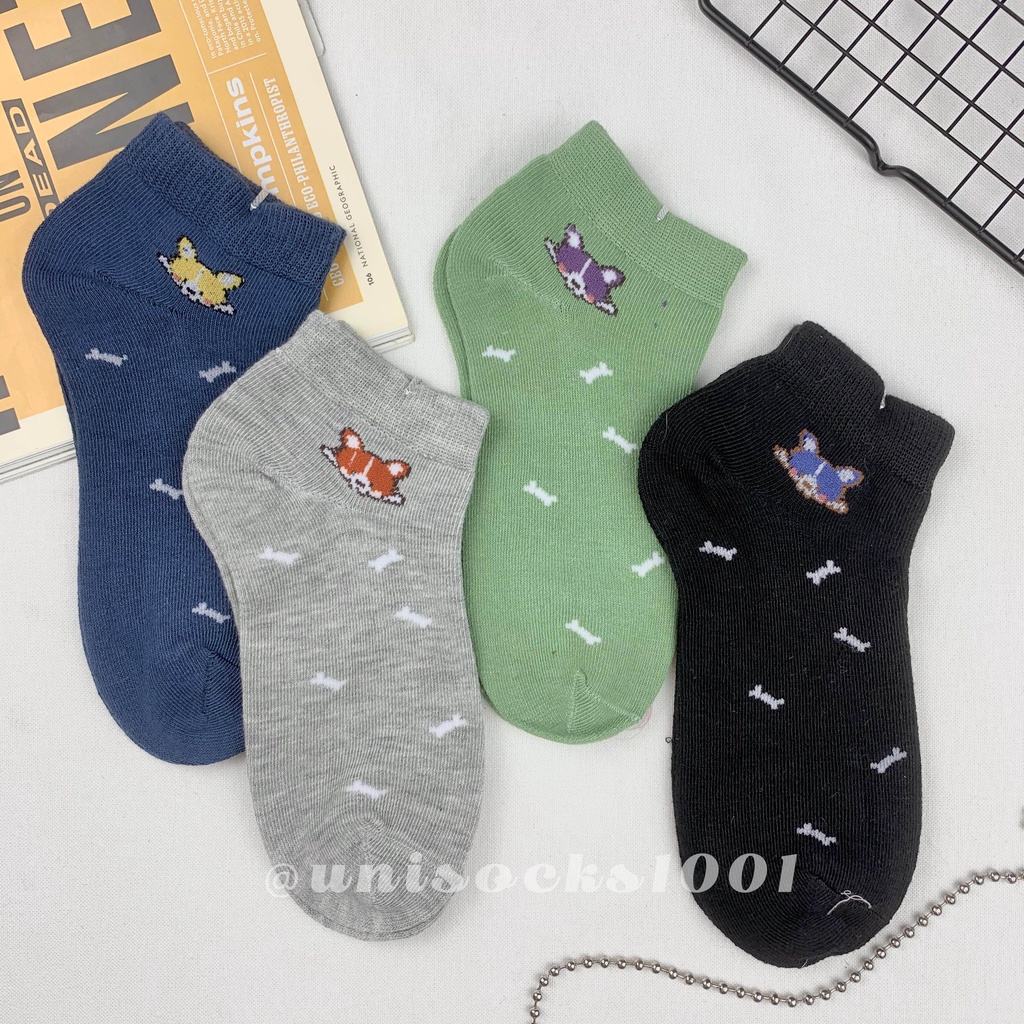 Import Kaos kaki pendek cewe wanita motif tebal  lucu karakter pendek woman socks ankle sock tebal bermotif kualitas premium-dog B