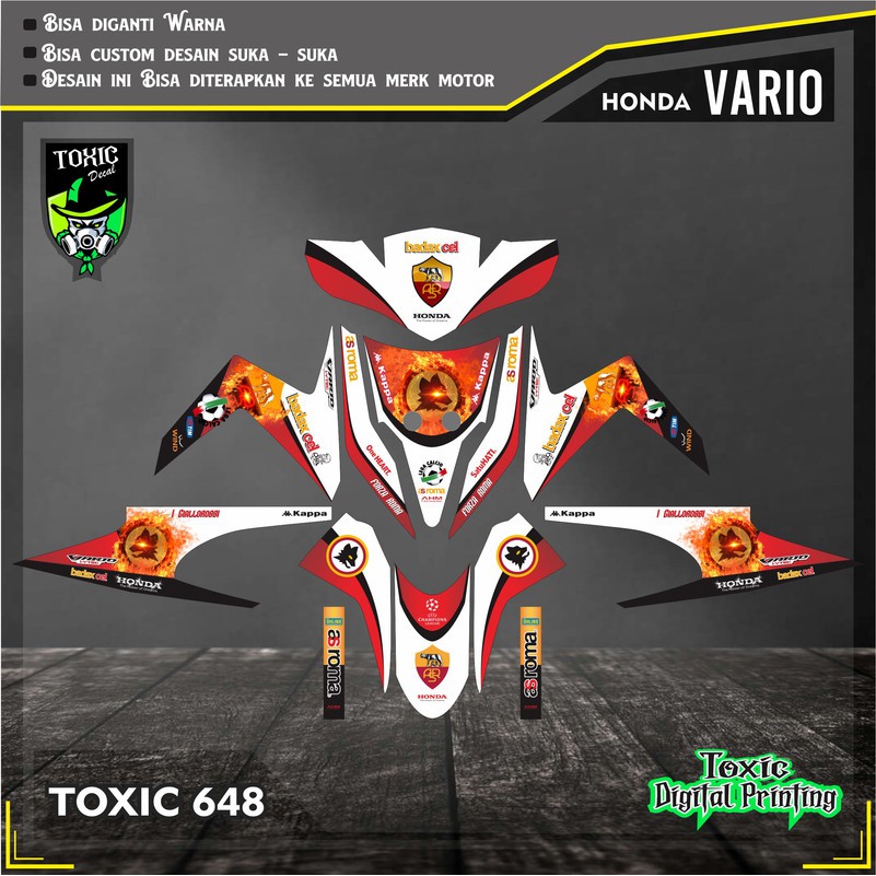 Sticker Decal Honda VARIO AS ROMA MERAH PUTIH