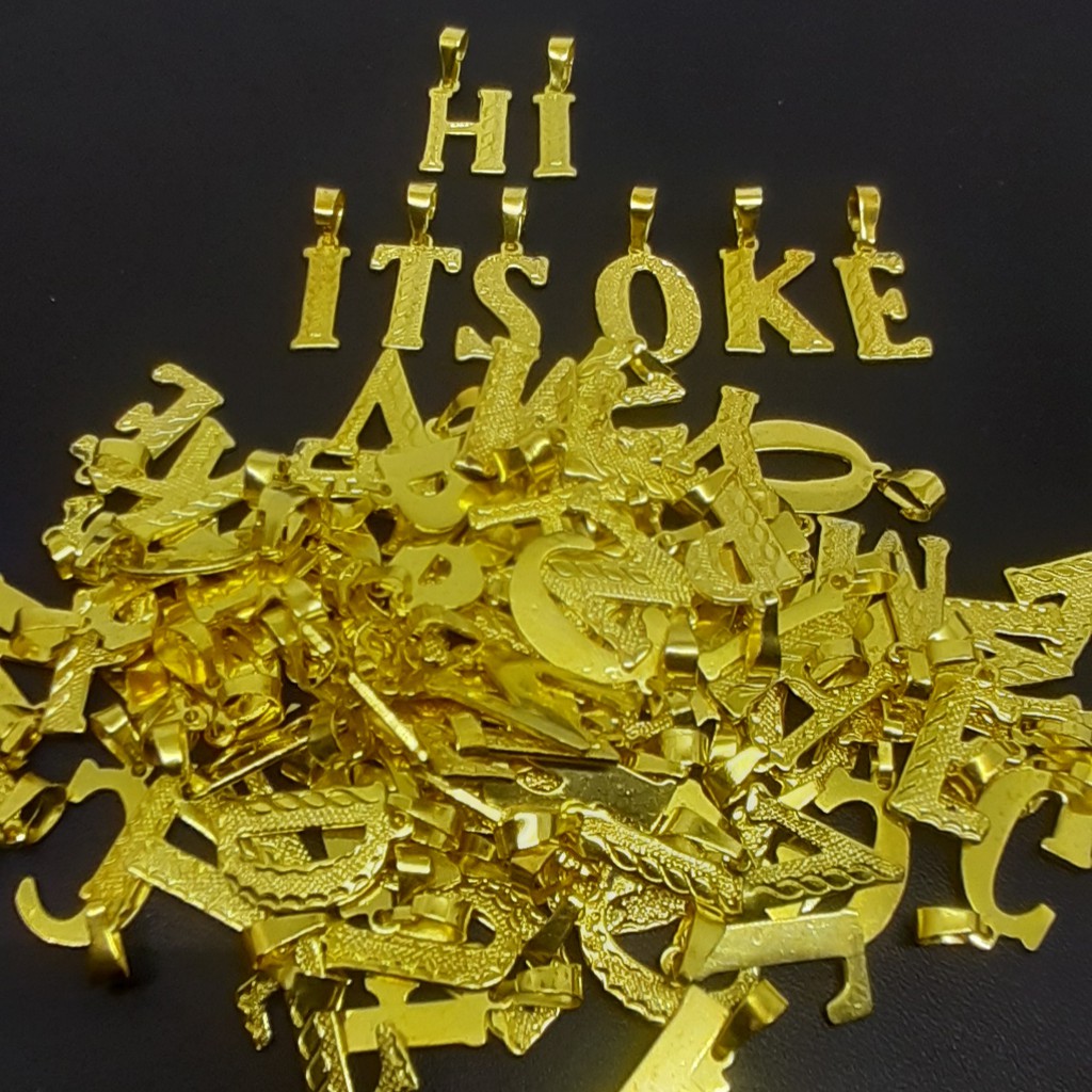 Liontin Alphabet Huruf Abjad (Logam Kuningan) #L03