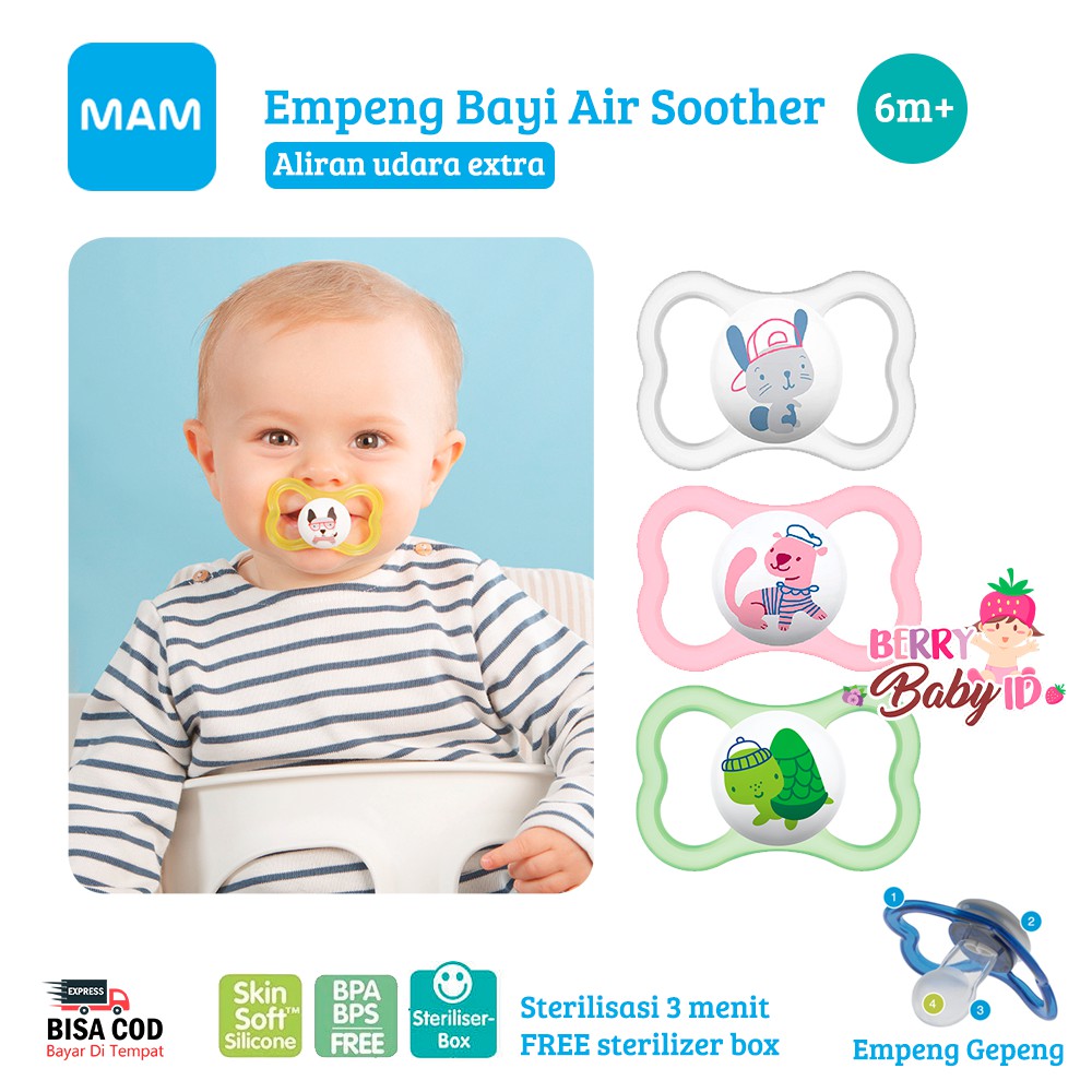 MAM Baby Empeng Bayi 6m+ Silikon Baby Air Soother Orthodontic Pacifier Berry Mart