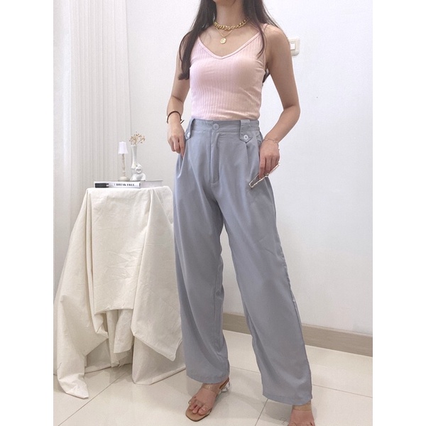 YORA Wide Leg Pants / Kulot Korea Casual / Celana Kantor Formal / Trousers Wanita P6