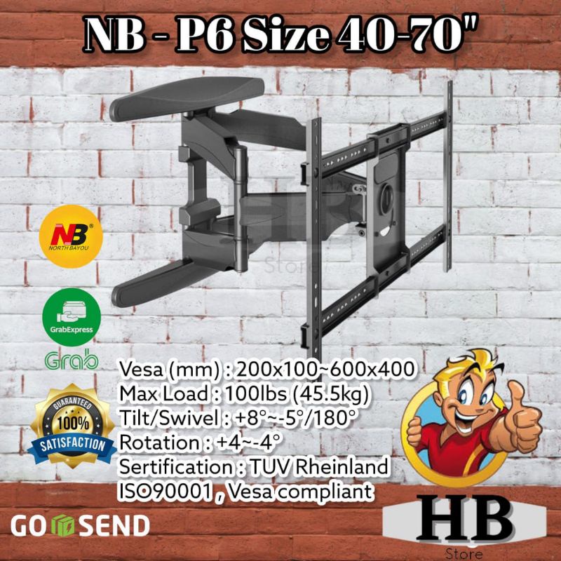 Jual Bracket NB P6 North Bayou 32-70 inch NB P6 L600 Original Premium ...