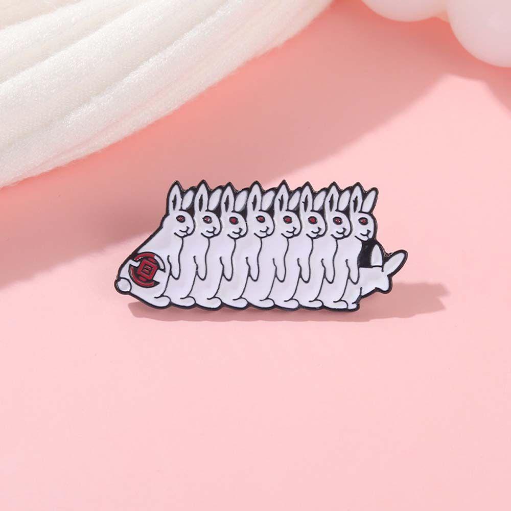 [Elegan] Bros Kelinci Hadiah Lucu Untuk Aksesoris Perhiasan Anak-Anak Kelinci Putih Line Up Evil Rabbit Lapel Pin Enamel Pin