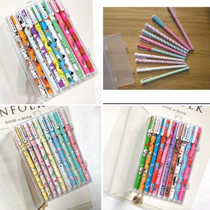 

pulpen kado unik lucu 1 set isi 10 pcs free box real 10 tinta pen pena