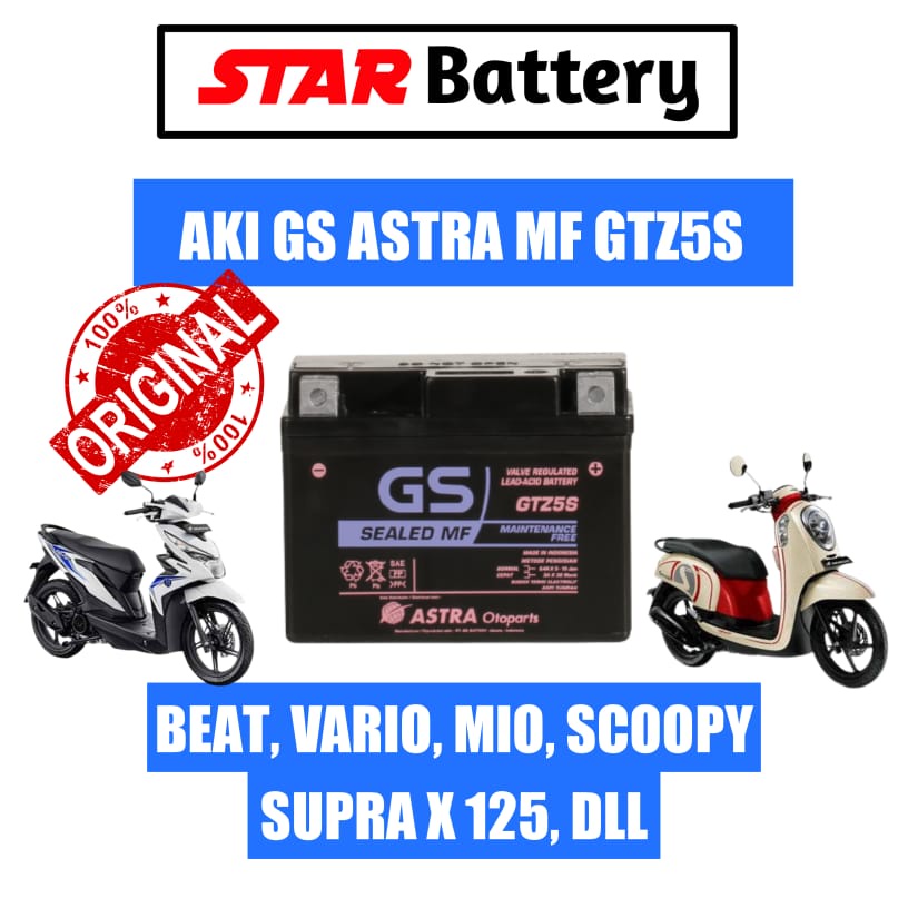 Jual Aki Motor Honda Beat GTZ5S GS Astra Accu Kering MF | Shopee Indonesia