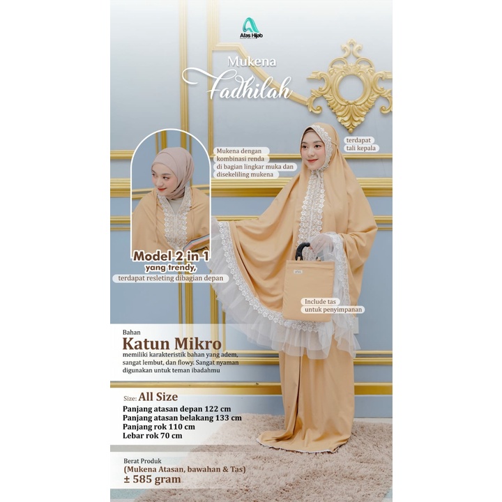 Mukena Premium / Mukena Premium Terbaik / Mukena Premium Seserahan / Mukena Fadhilah Cream