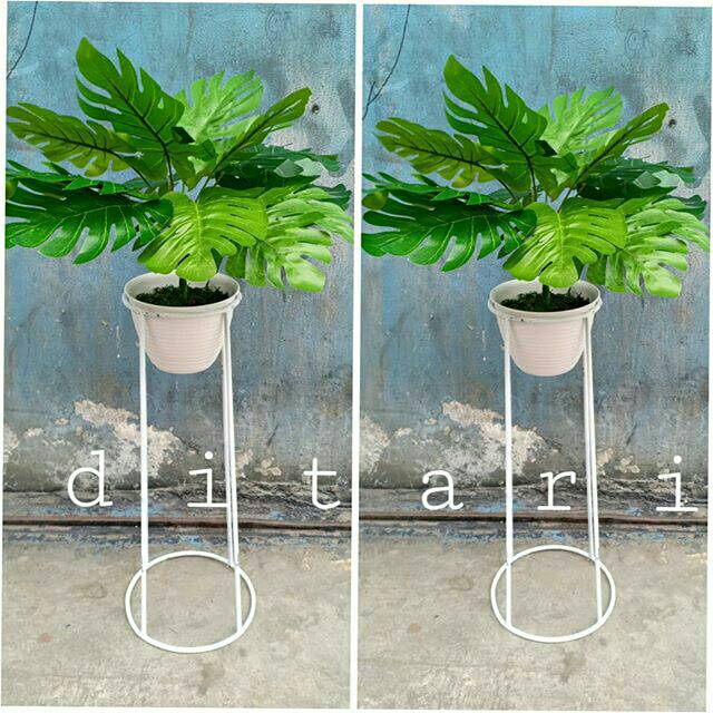 DAUN MONSTERA POT BESI STANDING DEKORASI RUMAH