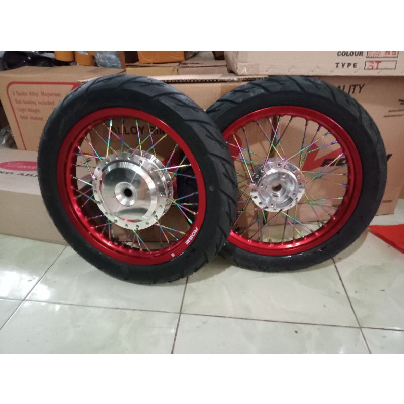 velg paketan Jari jari Honda beat, Scoopy dan Genio ring 14 plus ban siap pasang