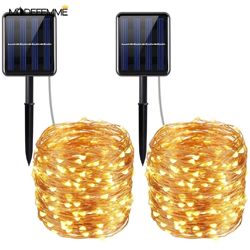 Lampu String 200 Led 22m 8 Mode Tenaga Surya Untuk Dekorasi Rumah / Outdoor