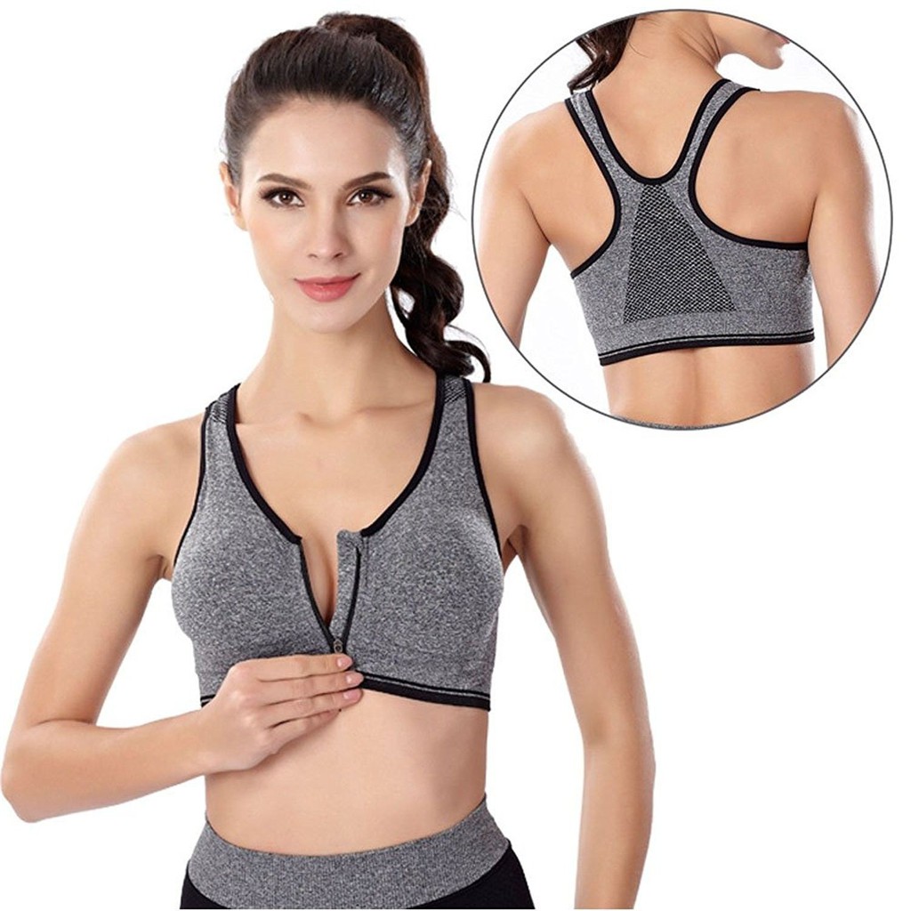 BH Olahraga Wanita Gym Fitness Senam Zumba Lari Jogging Push Up Resleting Depan - Bra Sport ZIPPER