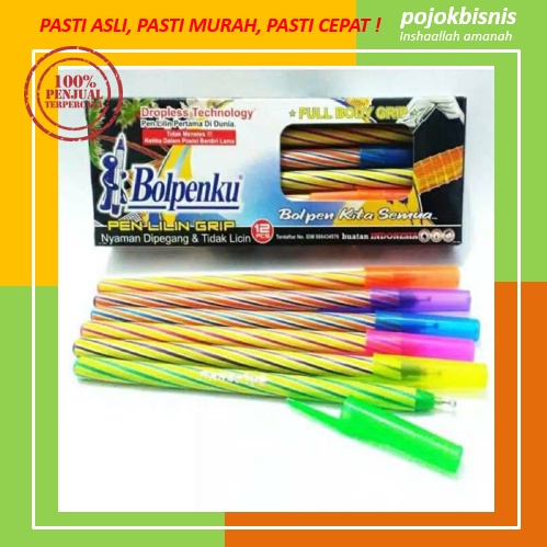 ECER SATUAN BOLPENKU / PEN LILIN SPIRAL TINTA HITAM / BULPENKU BALLPOINT PENA PULPEN