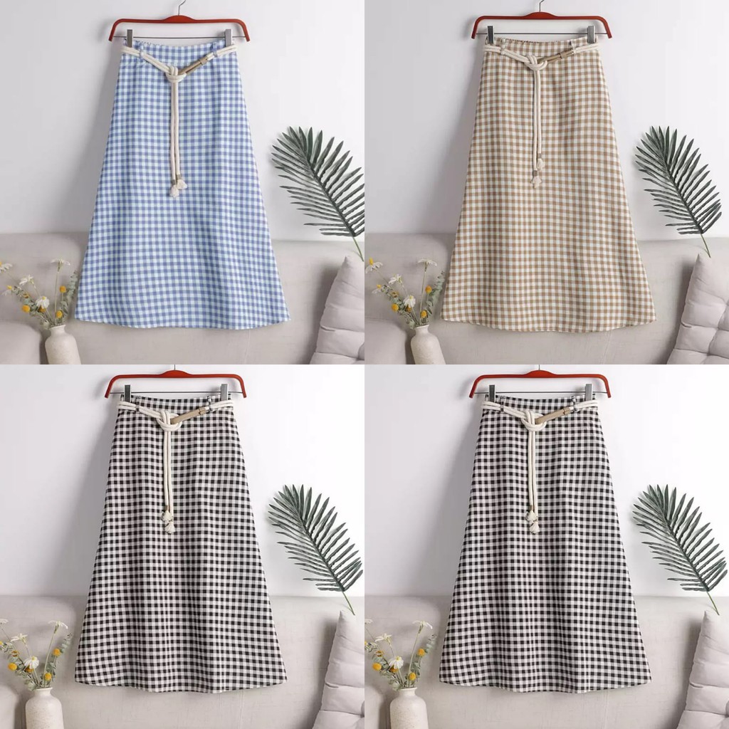 PROMO BISA COD Rok Wanita ACE SKIRT Bawahan Cewek Kekinian Rok Motif Kotak gaya Korea style Bahan OR