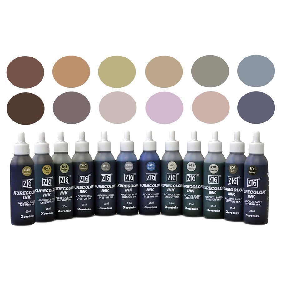 

ZIG KURECOLOR INK GRAY COLOURS 25ml / ALCOHOL INK