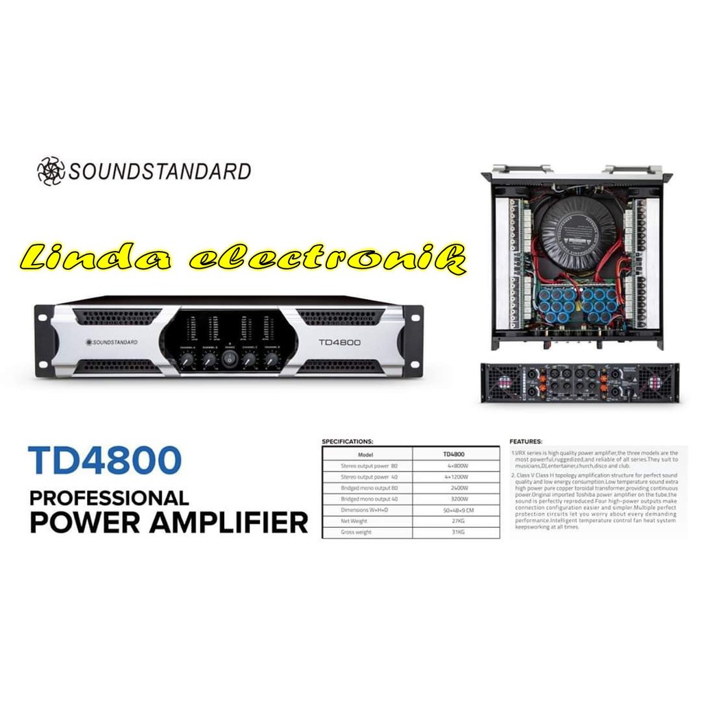 Power Soundstandard TD 4800 Amplifier 4 Channel soundstandar td4800
