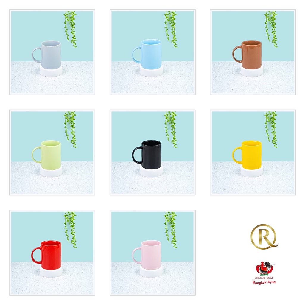 Gelas Mug Cangkir Keramik 11oz 300ml Hijau Polos