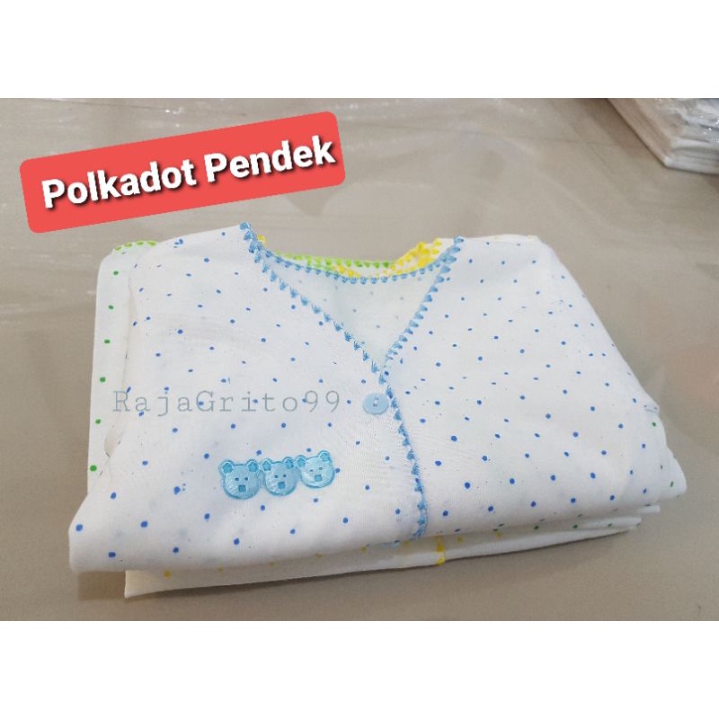 6 Pcs Baju Bayi Lengan Pendek Polkadot Boneka / Baju Pendek Polkadot Newborn isi 1/2 Lusin