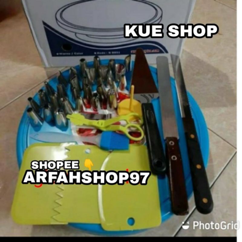 Jual paket dekorasi kue / alat hias kue caketray, spuit, pisau kue