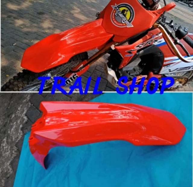 Spakbor depan crf 250 set papan nomor anti pecah bisa ditekuk / papan nomor crf250 set spakbor depan